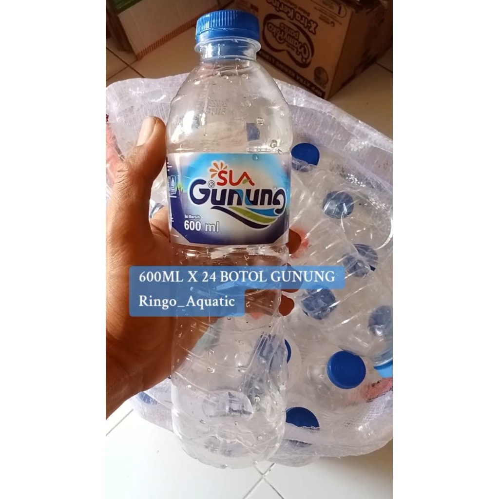 Botol kosong bekas air mineral gunung 600 ml + tutup