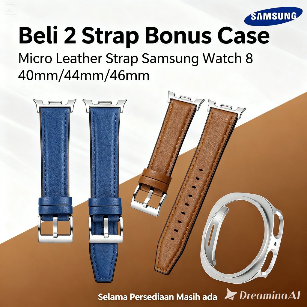 Leather Strap Samsung Watch 8 40mm/44mm/46mm Classic Strap Kulit Samsung Watch 8