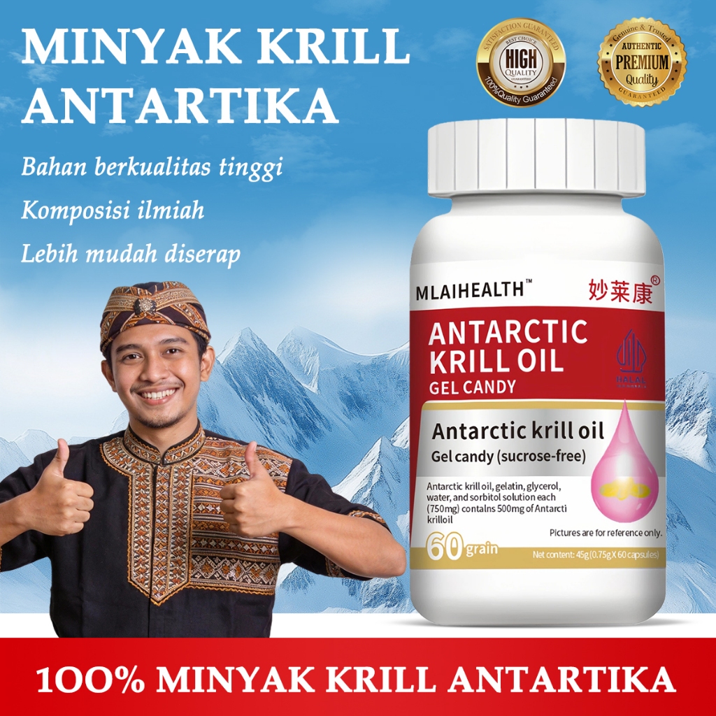 AvitaGlow Antarctic Krill Oil – Omega-3 EPA, DHA, Astaxanthin & Fosfolipid | Mendukung Kesehatan Jan