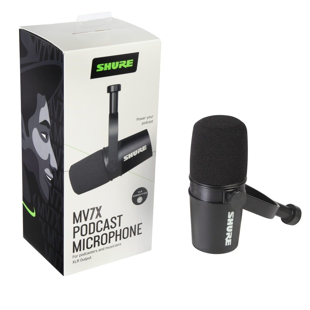 mic shure mv7x ( bekas ) minus stand pendek(pernah dipotong)