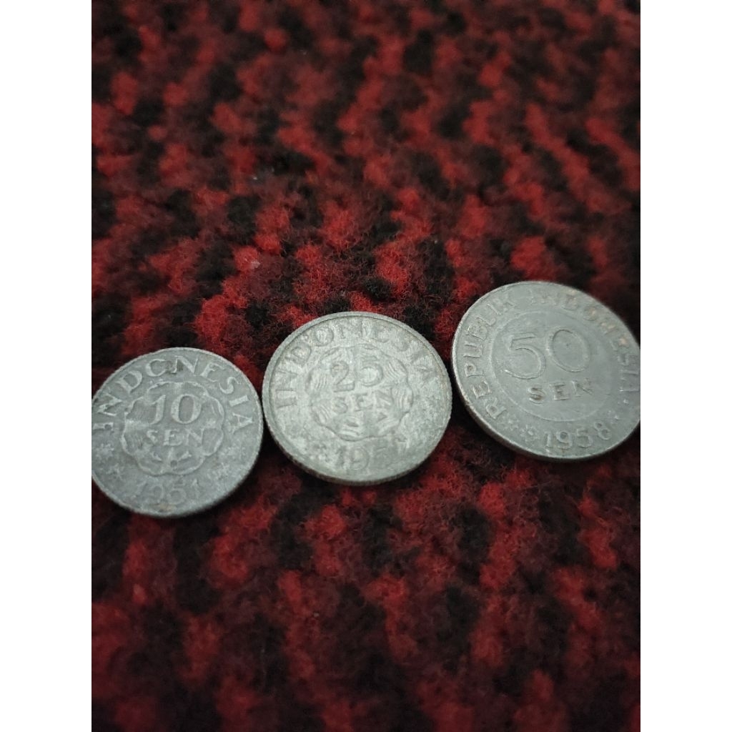 koin sen indonesia 10 sen 25 sen 50 sen