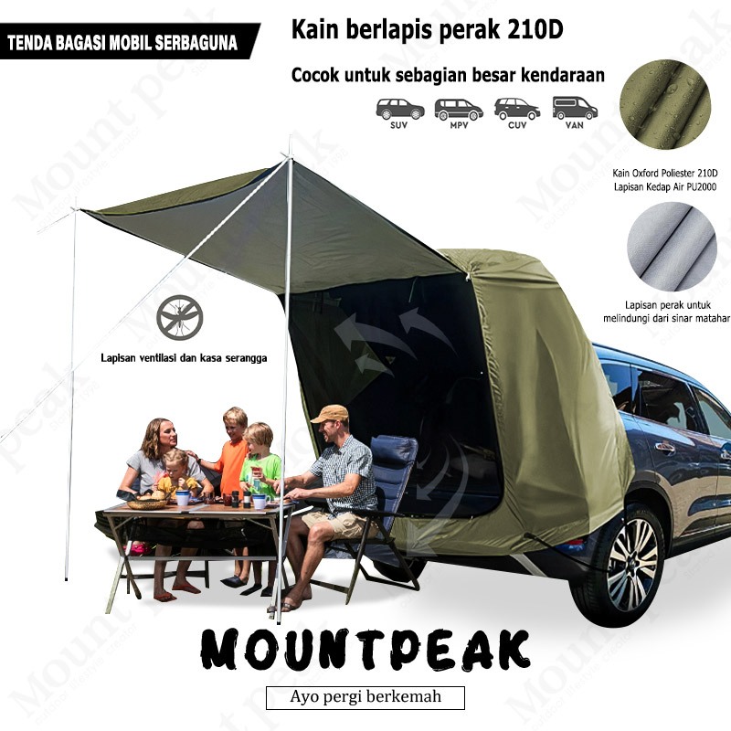 Tenda Ekstensi Belakang Mobil Pintu ganda dengan jendela atap, multifungsi Cocok untuk Camping