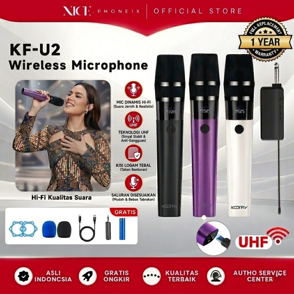 Harga Murah Cuci -2026 New Mic Karaoke Wireless Advance KF-U2 Professional Double Mikrofon murah Dig