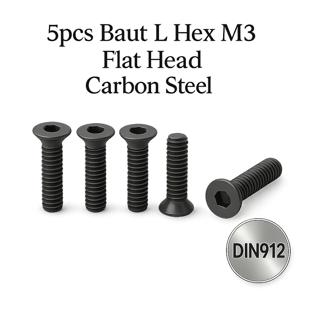 5pcs Baut L Hex M3 Flat Head Carbon Stee