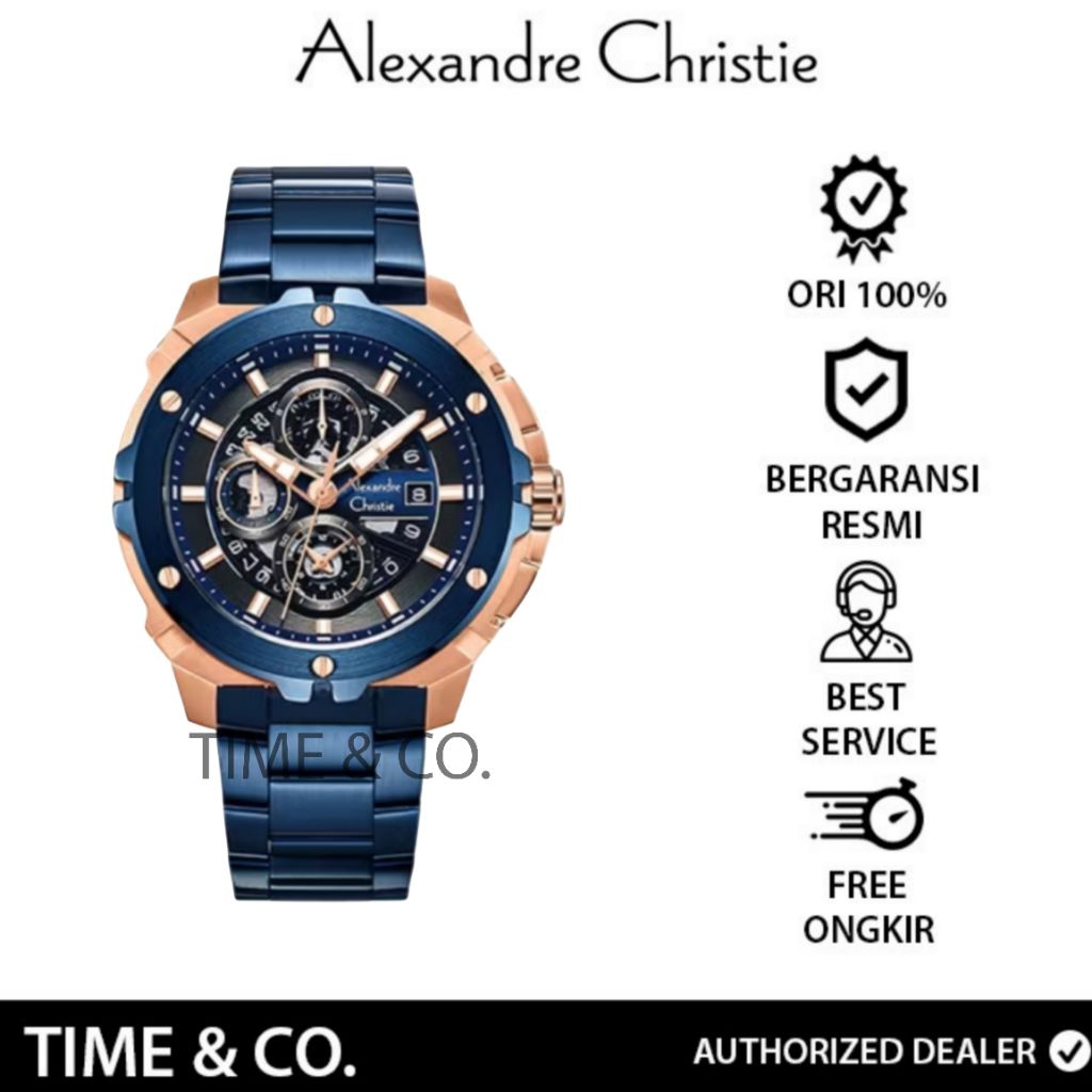Jam Tangan Pria Alexandre Christie AC 6692 MCFURBU AC6692 Original Stainless Steel  Strap