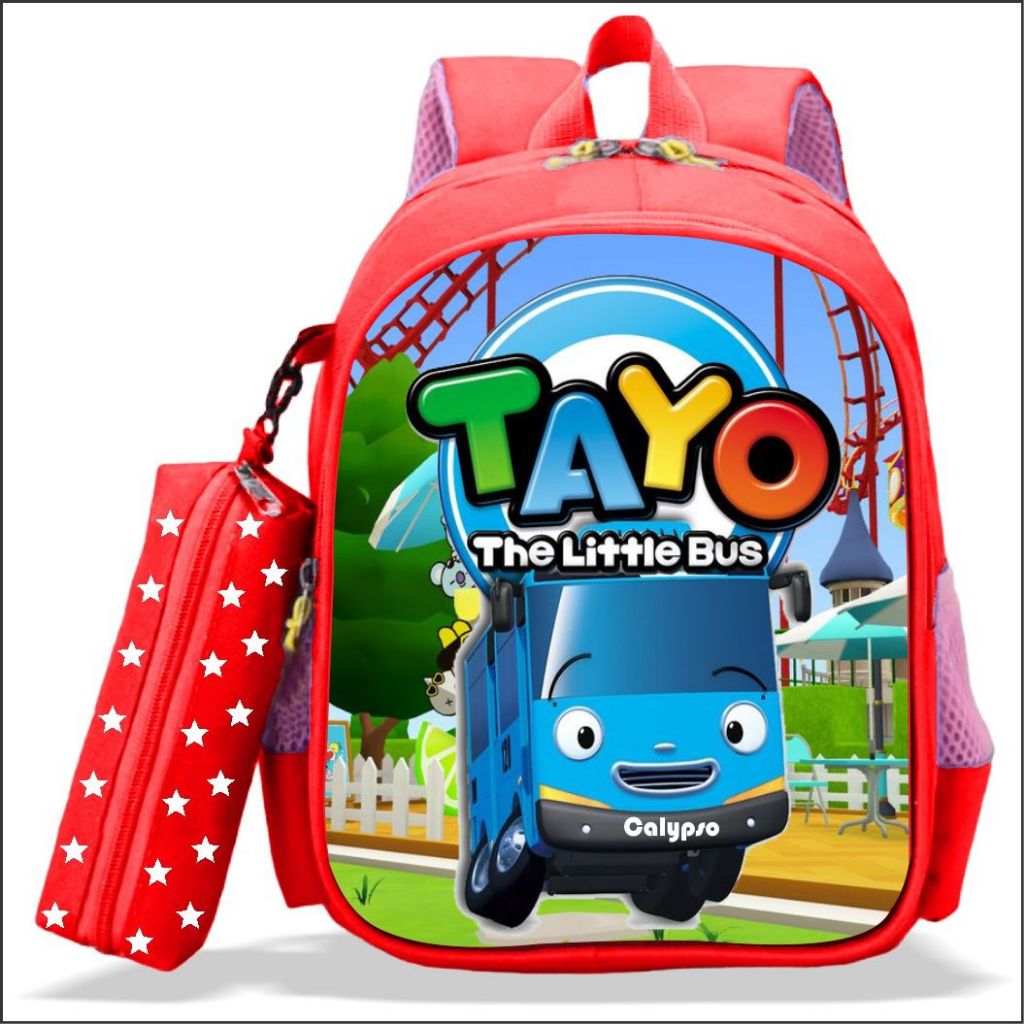 Tas Ransel Sekolah Anak Laki-Laki TK dan PAUD Gambar Karakter TAYO The Little Bus Premium