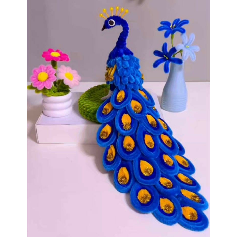 Dekorasi Ruangan Burung Merak Hias Kawat Bulu