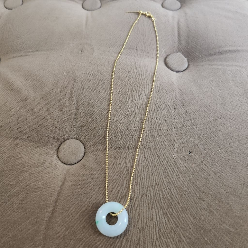 Kalung Liontin Giok Donat Hijau