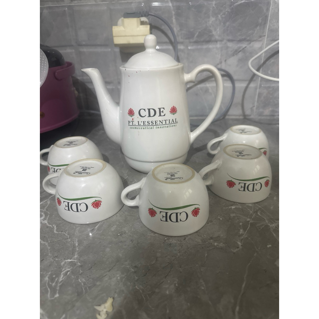 teko set cangkir keramik baru