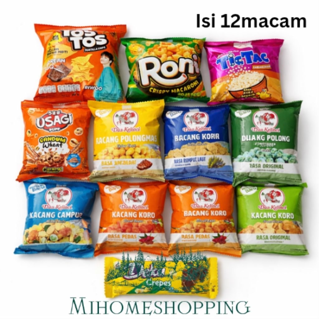PAKET HEMAT ICIP isi 12macam Dua Kelinci Snack Mix Bundle - Isi Beragam Varian & Rasa 12packs hamper