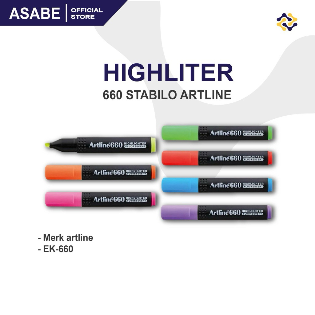 Highlighter Artline 660 Stabilo 1 Pack| Stabilo Artline 660 | Spidol Highlight Artline | Warna Neon