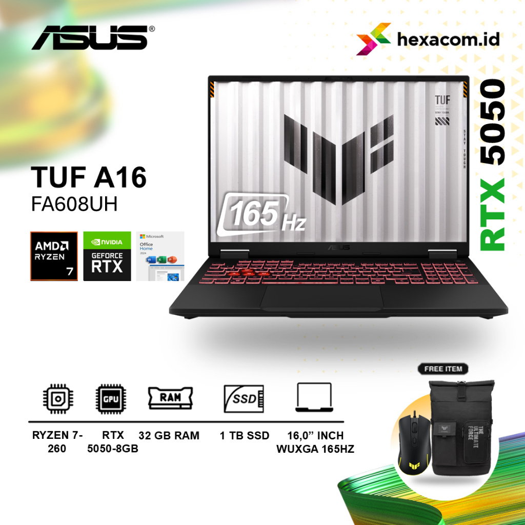 Asus TUF Gaming A16 FA608UH Ryzen 7 260 RTX5050 32GB 1TB SSD 16.0 WUXGA