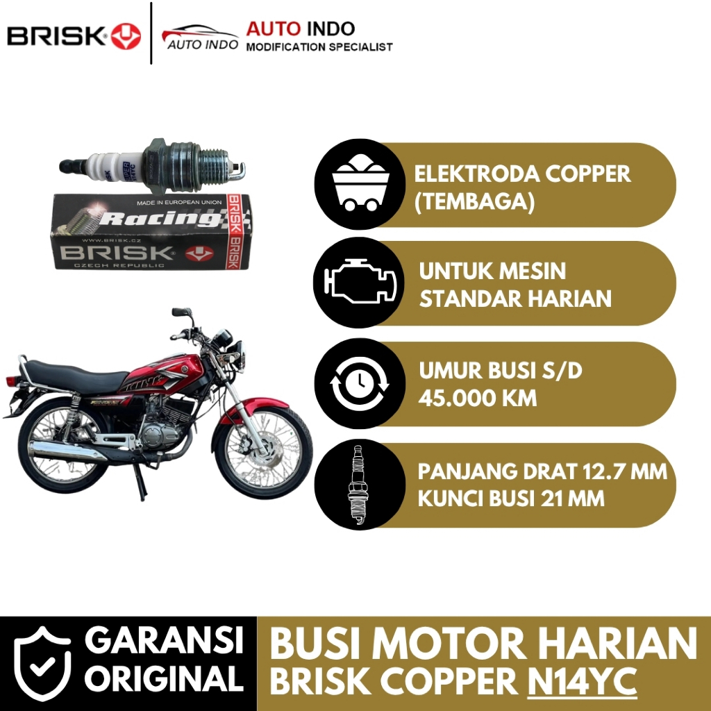 Busi Motor Brisk Copper Racing N14YC untuk Yamaha RX King | Garansi Asli BRISK