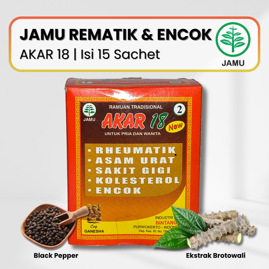 Jamu Herbal Akar 18 Serbuk Untuk Rheumatik Dan Asam Urat