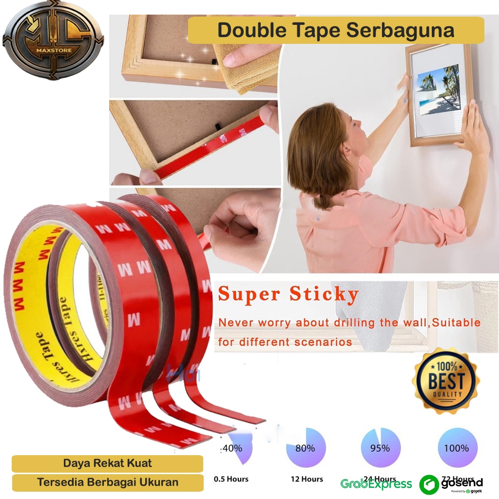 Double Tape 3m Merah Original Super Kuat Double Tape Lem 2 Sisi Tersedia  Ukuran 6mm 10mm 20mm Isola