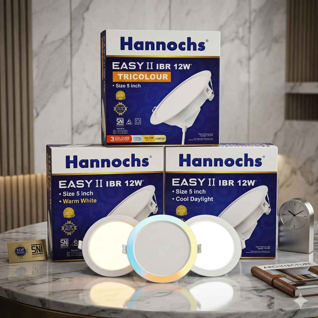[ORIGINAL] Lampu LED Hannochs Easy II 12 Watt Bulat | Lampu LED Downlight 12 Watt Cahaya Putih / Kun