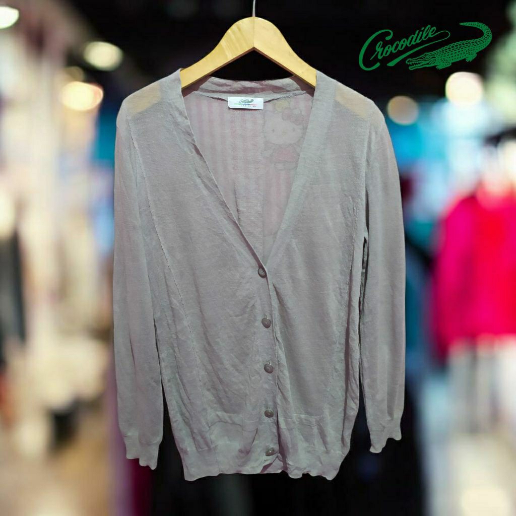 CROCODILE LADIES CARDIGAN KNIT BASIC GREY