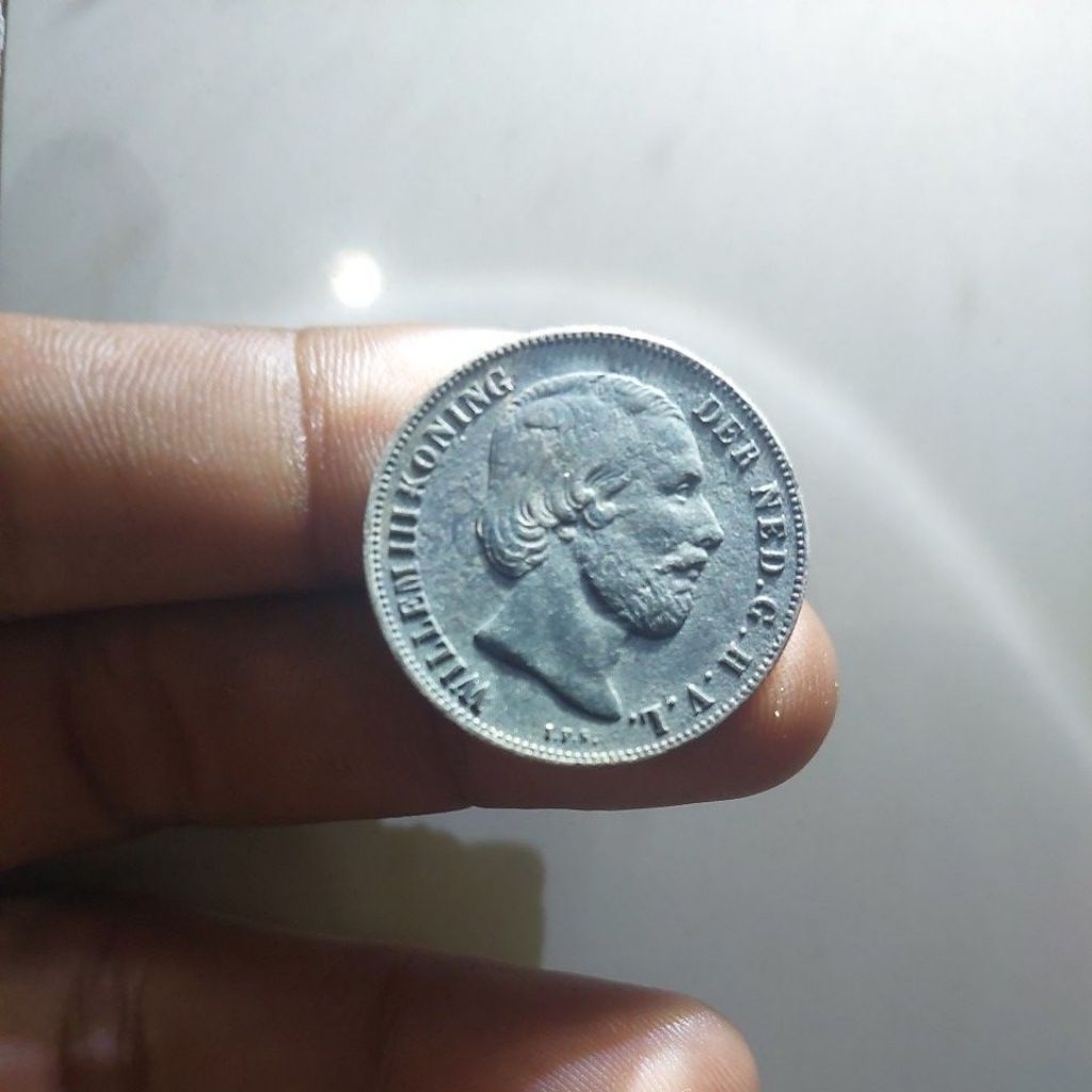 1 gulden willem 3 tahun 1856. asli perak.