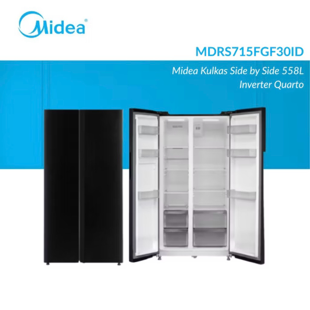 MIDEA SIDE BY SIDE MDRS715FGF30ID (558L) Kulkas Midea Side by Side garansi 12 tahun