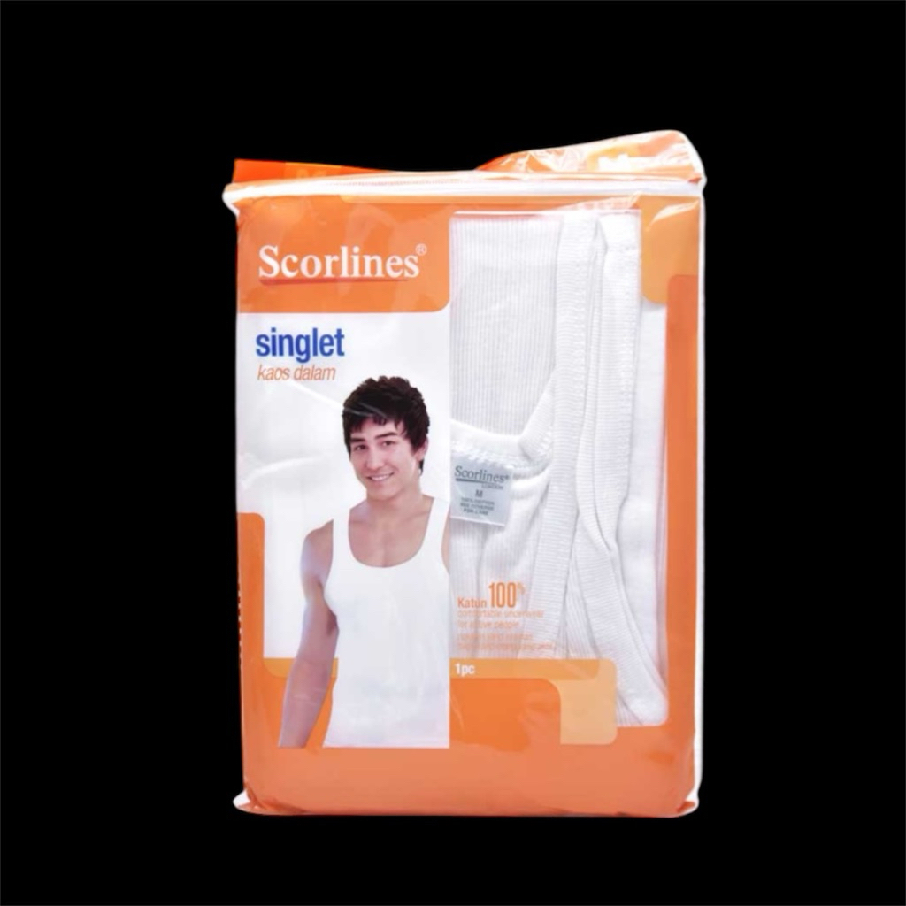 Scorlines Singlet Kaos Dalam Putih M