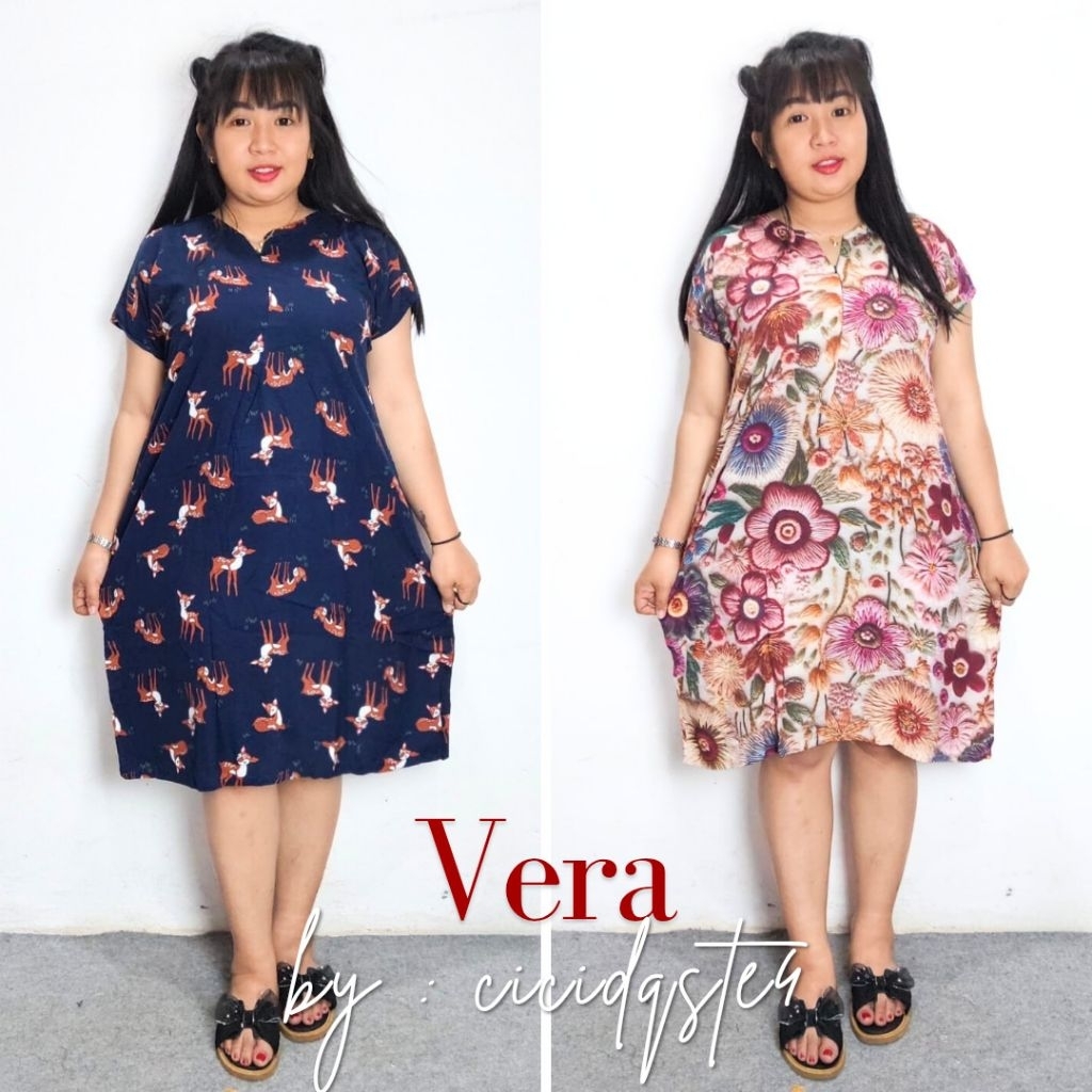 (CICI) Vera Daster // Rayon Premium // Jumbo Size Friendly //  Daster Motif Bunga Garis Polkadot Abs
