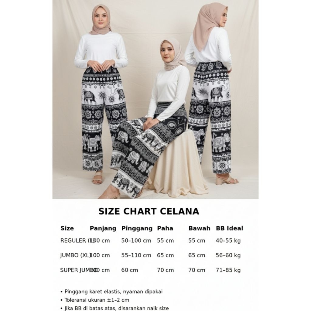 Celana Panjang Batik Kulot Panjang Waniat Dan Pria Motif Gajah Regule L