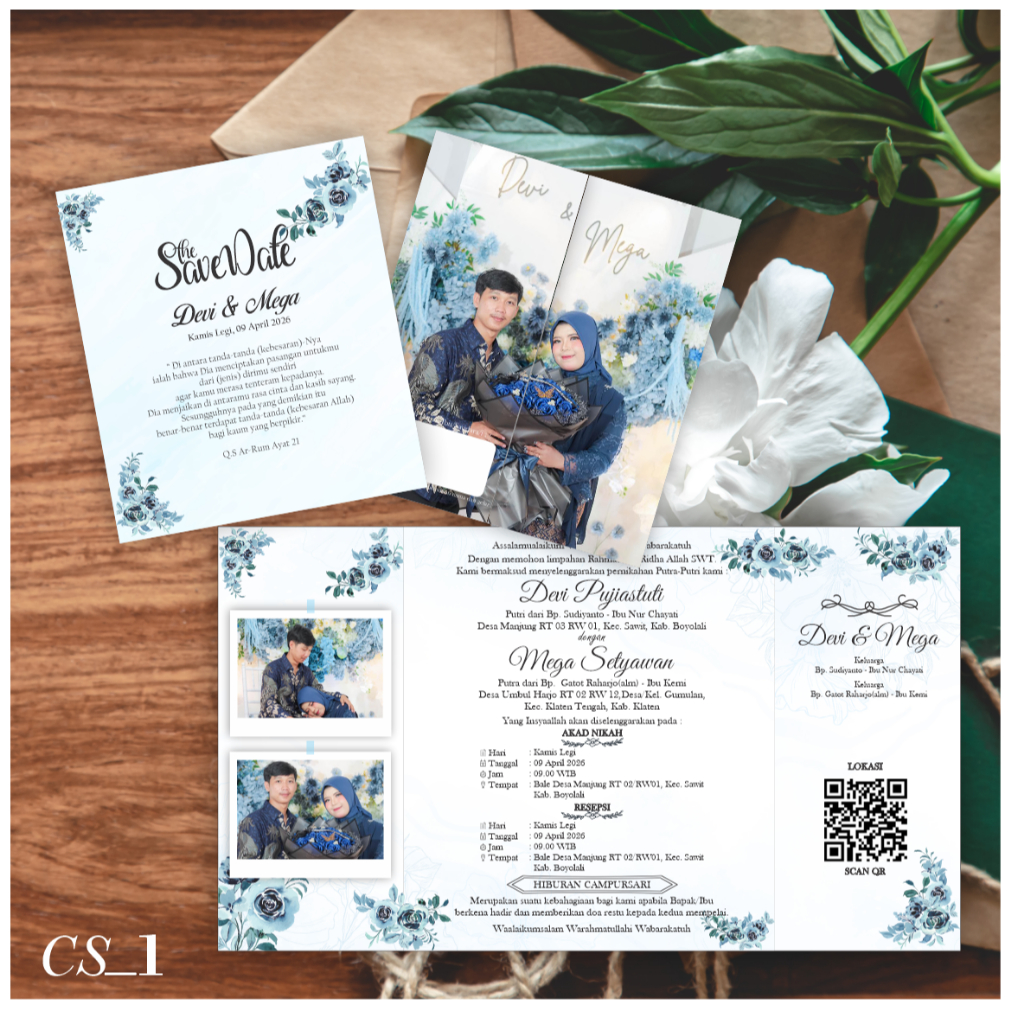 Undangan Pernikahan Lipat 3 dengan foto