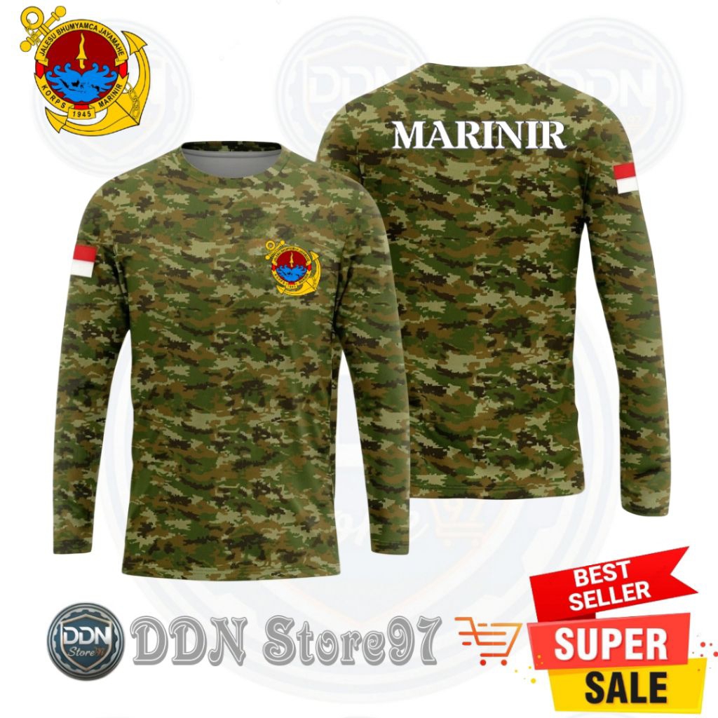 kaos marinir loreng sage green terbaru/lengan panjang