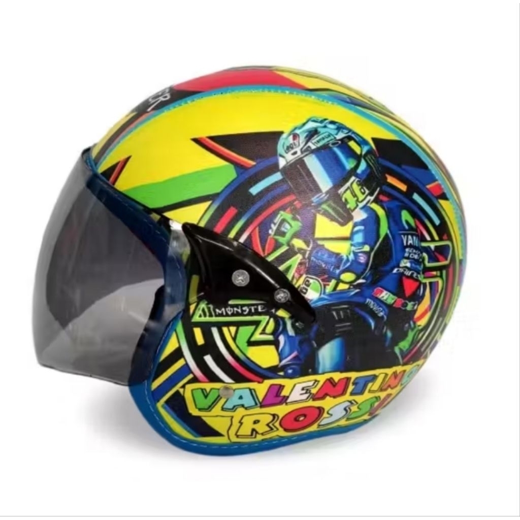 Helm bogo Anak RETRO Full Face lucu usia 2-6 tahun motif cowo