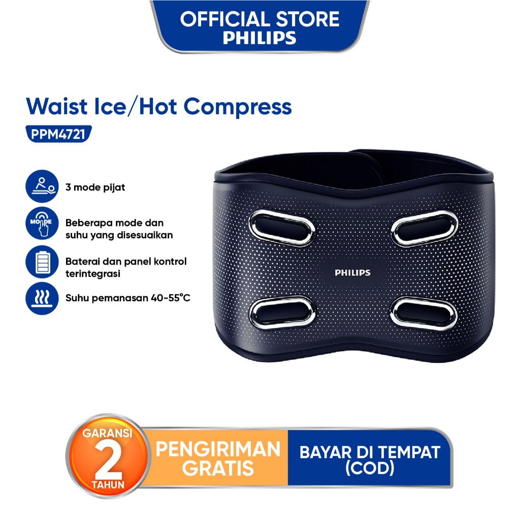 Philips Massager PPM4721 Waist  Pijat ice compress/hot compress/3D support design/Antibacterial spla