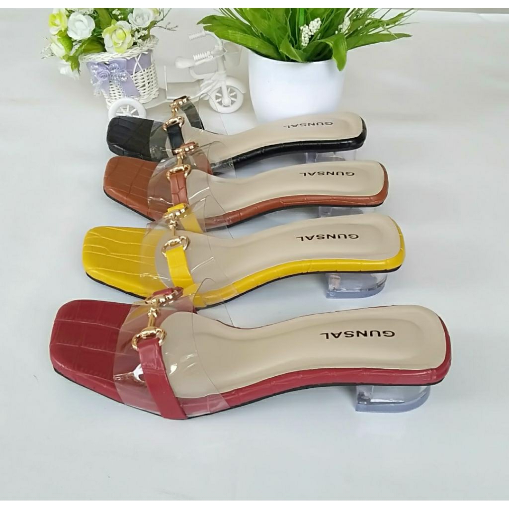 sandal wanita keroko hak kaca 3cm