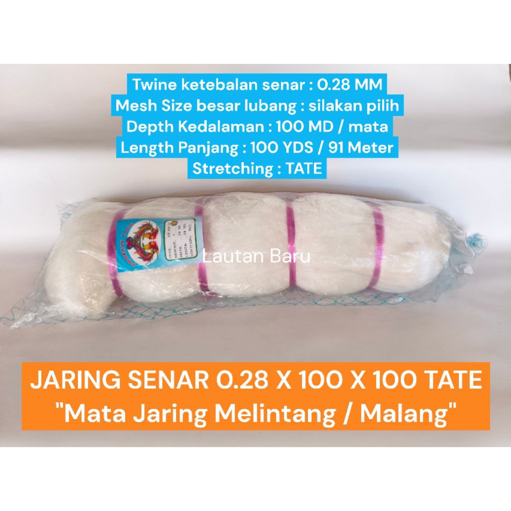 JARING SENAR 0.28 - 100x100 TATE JARING IKAN
