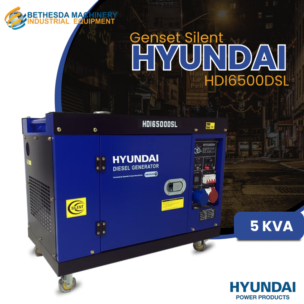 Genset Diesel Silent 5000 Watt Hyundai 5 Kva HYUNDAI HDG6500DSL