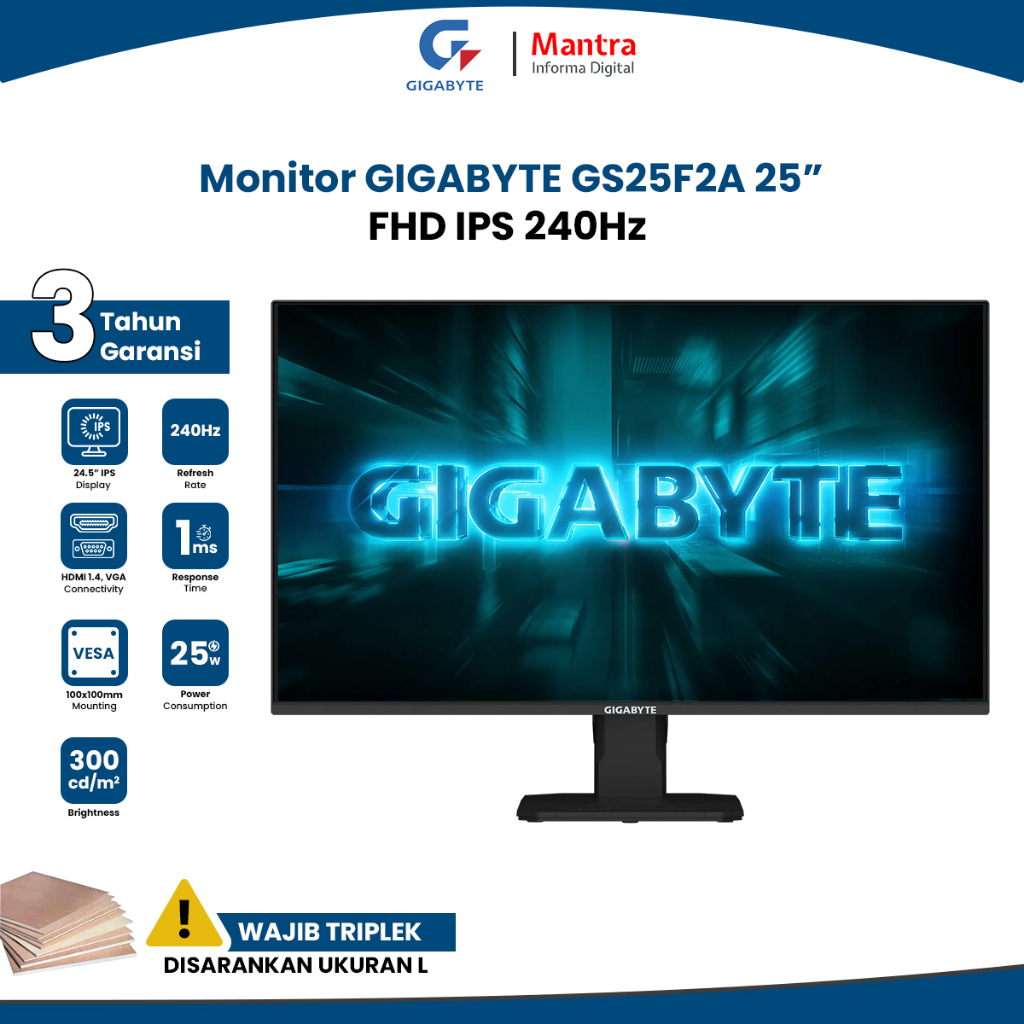 Gigabyte GS25F2A 25" Gaming Monitor 240Hz IPS
