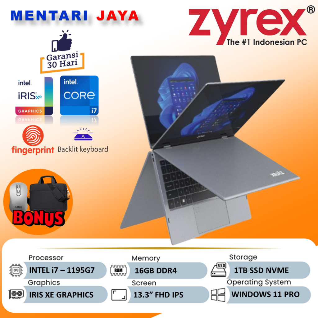Notebook ZYREX Cruiser 20 2in1 Touch i7-1195G7 16GB / SSD 1TB Windows 11 Pro