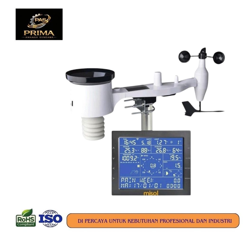 MISOL professional weather station pemantau cuaca with solar charge