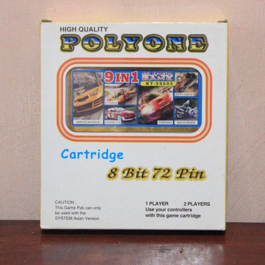 Kaset Nintendo Vcom 72 Pin 8 Bit 9 in 1 Racing Multi Game Tested Normal