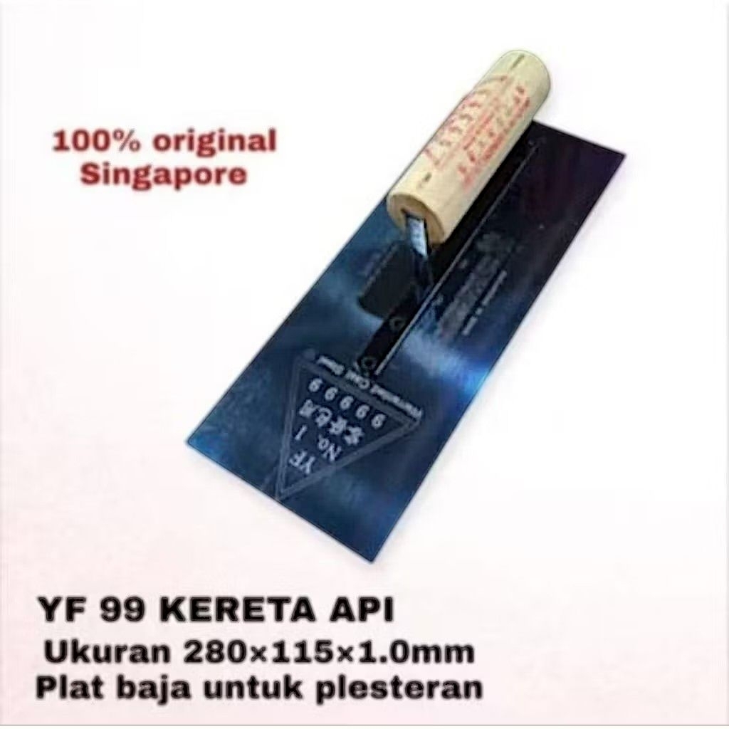 Roskam Plaster Baja dan Stainless Steel tahan Karat, Gagang Kayu Nyaman Digunakan merek 99 kereta ap