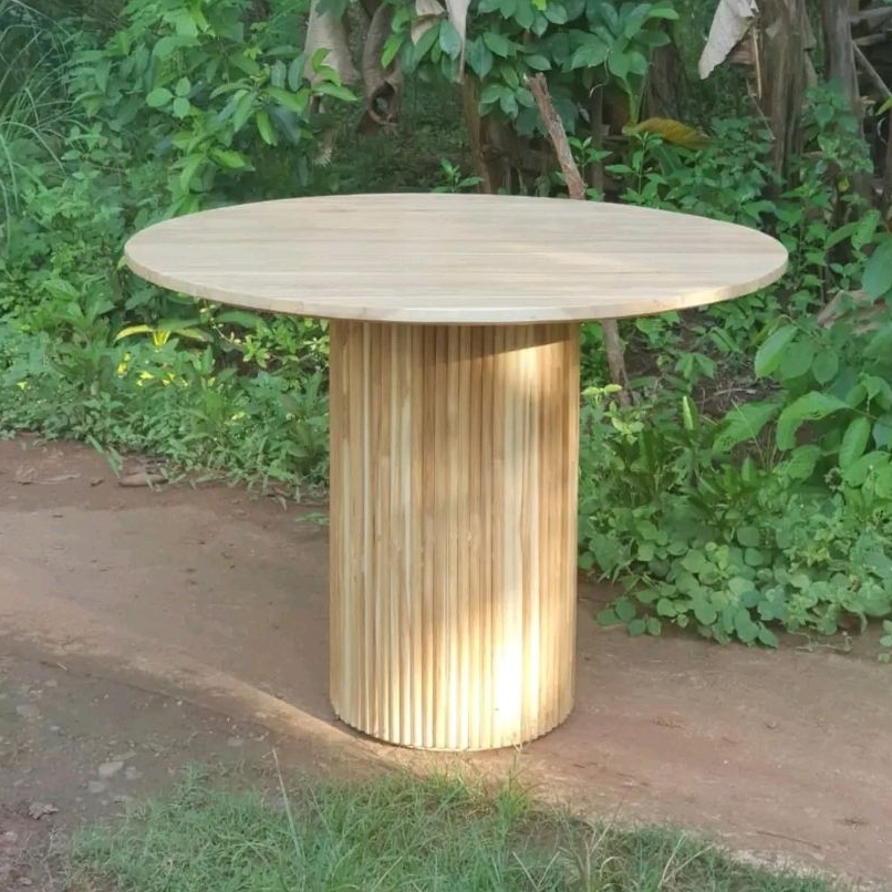 Meja Bar Bundar Kaki Bulat Salur Bar Table