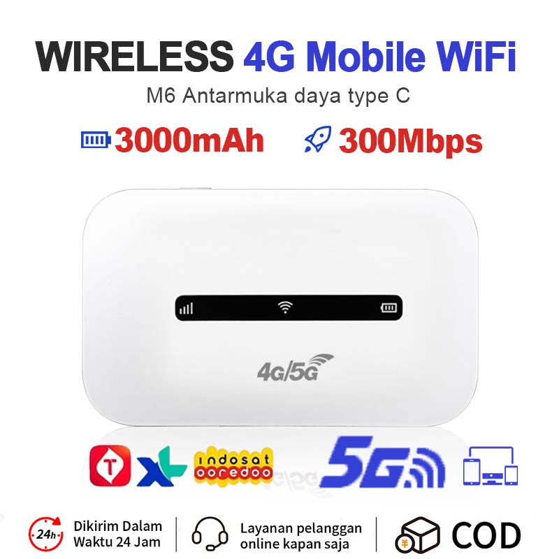 Modem WiFi 5G All Operator 3000mah WiFi Portable 300Mbps Telkomsel Mifi all operator