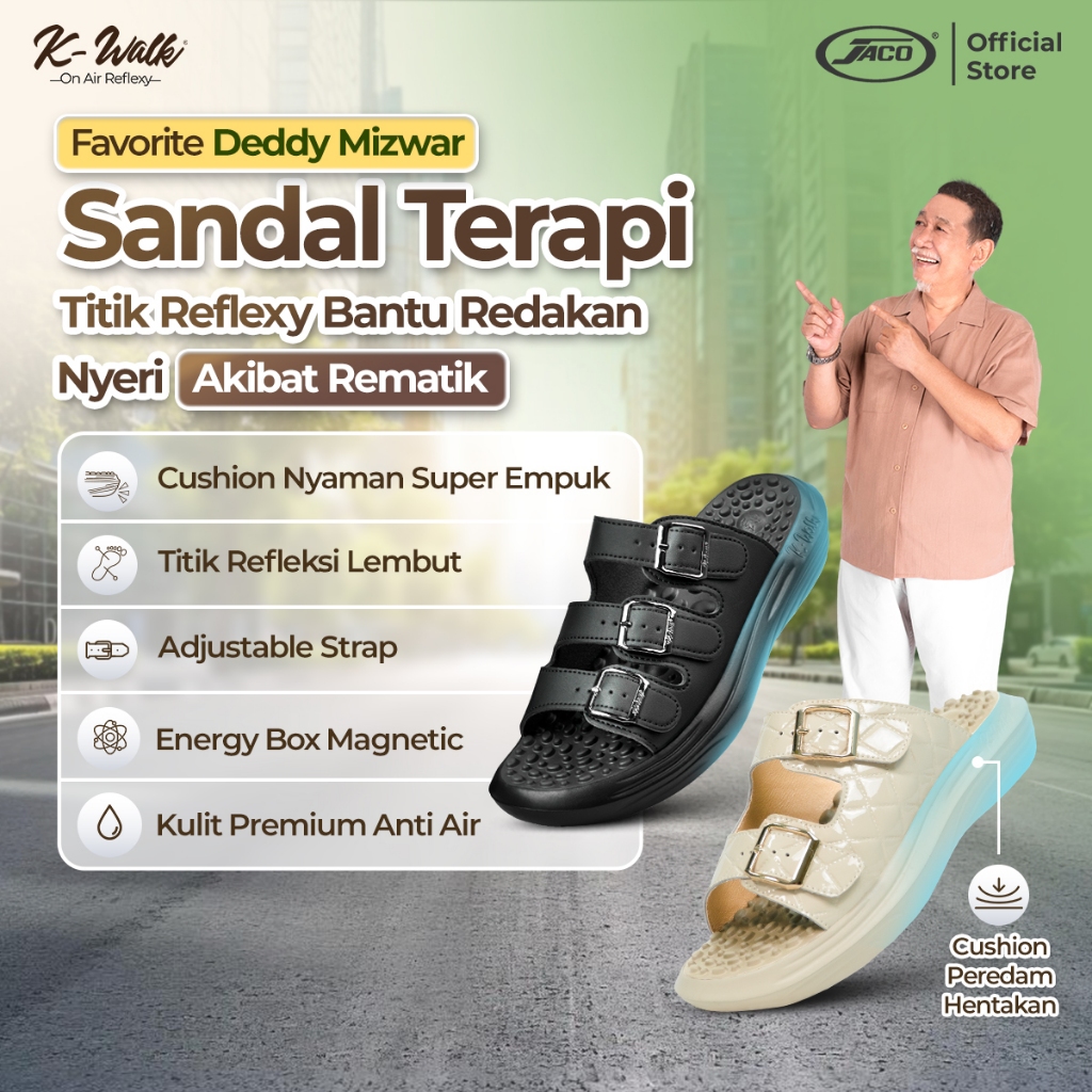 Sandal Terapi Rematik K-Walk Series Sandal Kesehatan Sandal Refleksi Sendal Akupuntur Sandal Jaco Kw