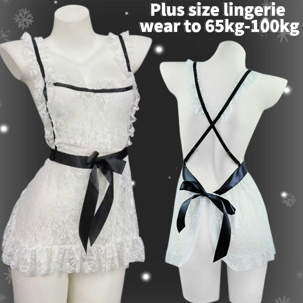 local delivery cosplay big size lingerie jumbo Maid Marun Cosplay Payan Baju Dinas Dress 1 set bando