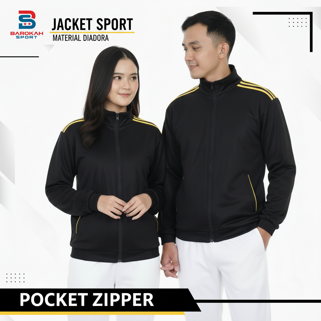 HM Barokah - Jaket Olahraga Pria Wanita Bahan Premium Jaket Training Sport Lari Gym Running Tracktop