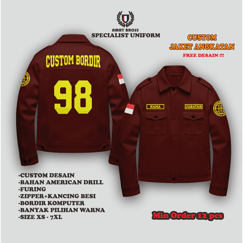 CUSTOM JAKET ANGKATAN, JAKET ALMET, JAKET SEKOLAH