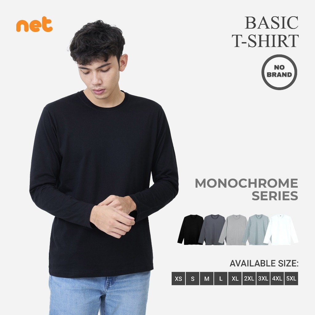 KAOS POLOS COTTON COMBED 30S LENGAN PANJANG ONECK REGULER FIT BASIC T-SHIRT UNISEX MONOCHROME SERIES