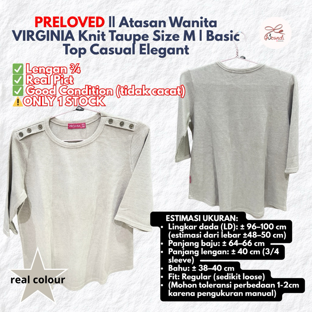 PRELOVED || Atasan Wanita VIRGINIA Knit Taupe Size M | Basic Top Casual Elegant