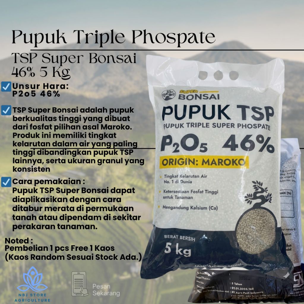 Pupuk TSP Super Bonsai 5 kg dengan Kandungan Fosfat 46% untuk Pertumbuhan Optimal
