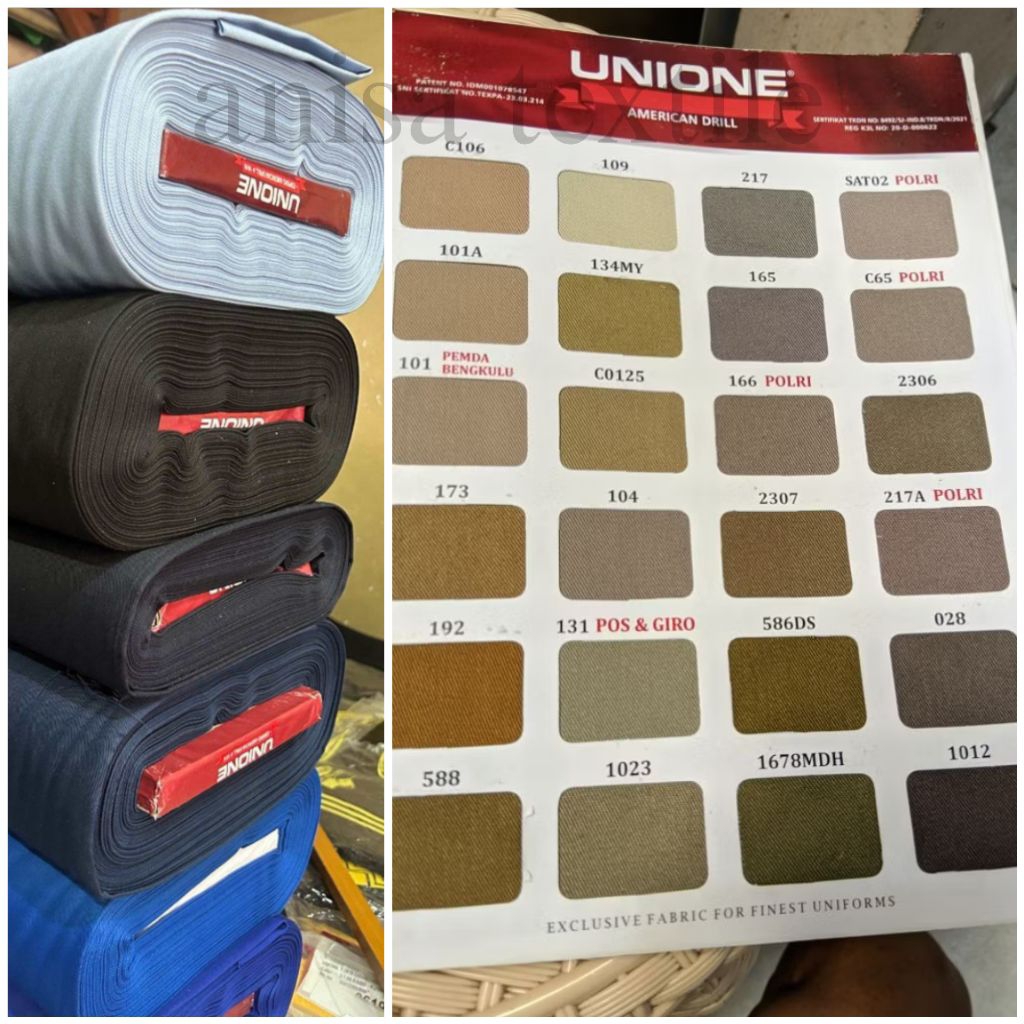 Bahan American Drill UNIONE Kain Eceran Bahan Seragam Sekolah Kain Celana Kain Kemeja Hal 14-15