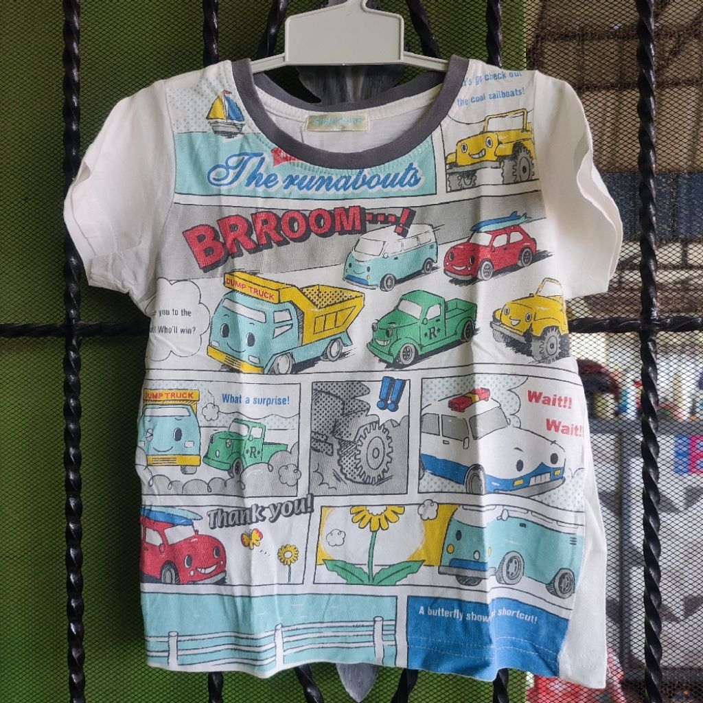 BAJU ANAK COWOK SIZE 100 USIA 2-3 TAHUN GAMBAR MOBIL