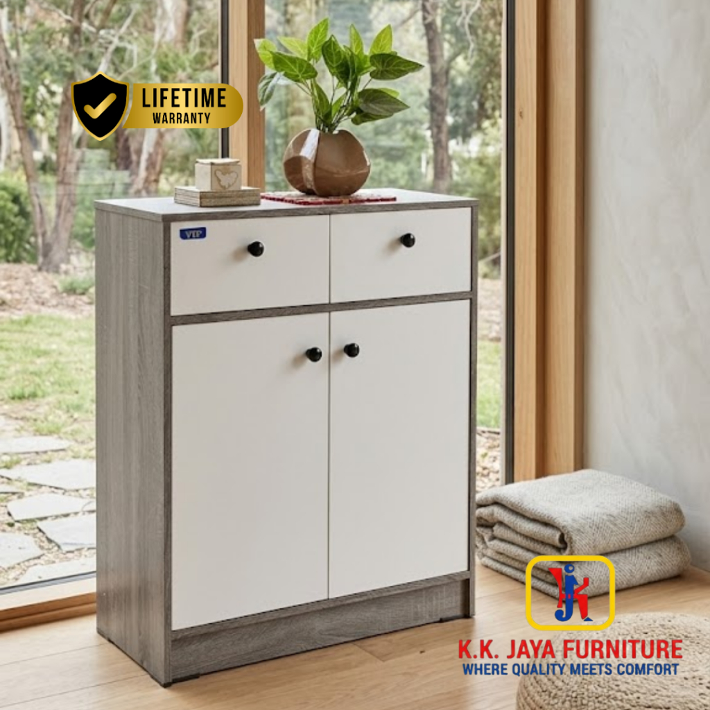 Lemari Penyimpanan Minimalis Oak Putih 4 Pintu - KOSA (MULTPURPOSE RACK)